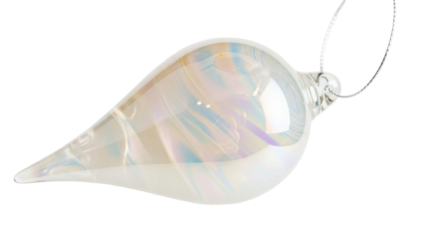 Isolated iridescent teardrop ornament for Christmas holiday decoration, festive spirit