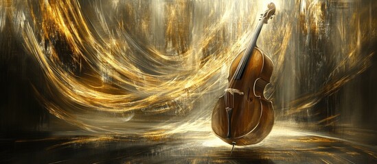 Elegant Cello in Golden Light: Abstract Musical Instrument Art