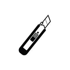 Black utility knife with silver blade and slider cutter