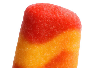 Refreshing multi-colored ice pop, a sweet frozen dessert for hot summer days, vibrant red and orange colors