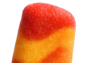 Refreshing multi-colored ice pop, a sweet frozen dessert for hot summer days, vibrant red and orange colors