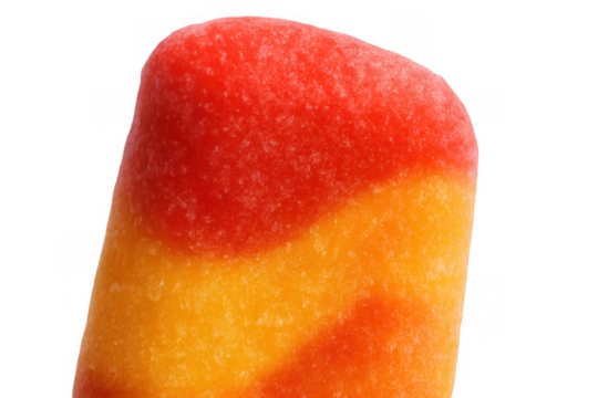 Refreshing multi-colored ice pop, a sweet frozen dessert for hot summer days, vibrant red and orange colors - Powered by Adobe