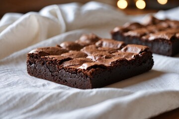 Delicious, fudgy chocolate brownies. AI Generated.