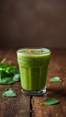 Green Smoothie in a Glass, Healthy Eating. AI Generated.