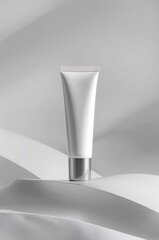 White Cream Tube For Mockup on White Background