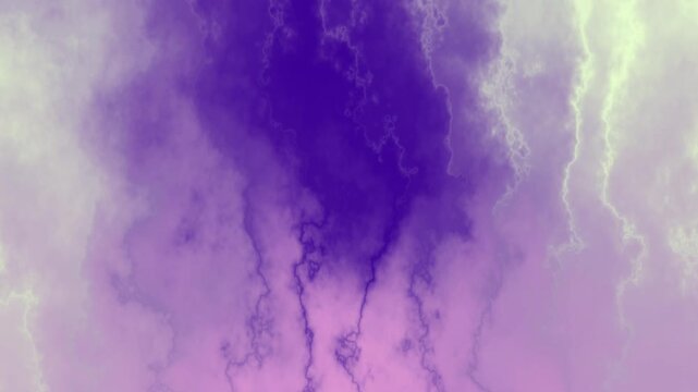 An abstract animation featuring drifting violet, lavender, and pale mist-like textures that blend softly into one another. The flowing cloudy patterns, subtle gradients, and organic diffusion.