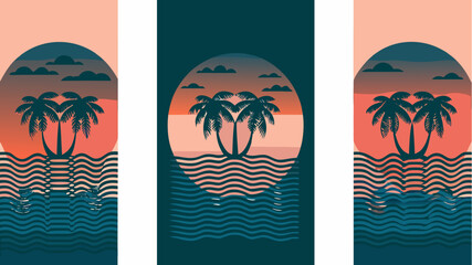 Dreamy tropical escape with vibrant sunset, calming ocean, and swaying palm trees, perfect for summer vibes and wanderlust travel inspiration
