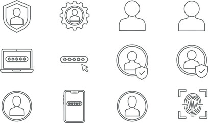 Online user security, account access, and authentication icons