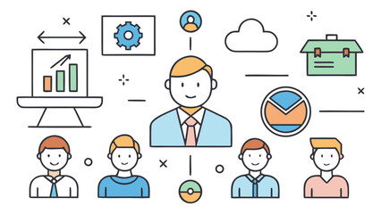 Obraz premium Minimalist corporate icon set representing business concepts