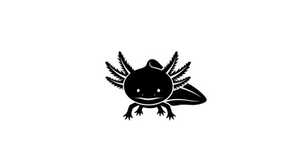 Axolotl Illustration A Charming Amphibian in Black and White.