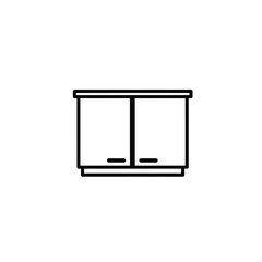 Simple black line art of a two door cabinet furniture