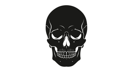 Black Skull Illustration with Intricate Details and Shading.