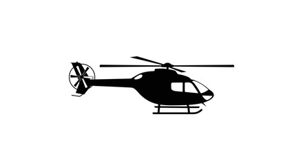 Silhouette of a Helicopter in Flight Transportation and Aviation.