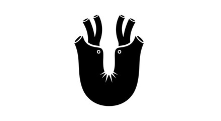 Abstract Black and White Illustration of Two Antlered Creatures.