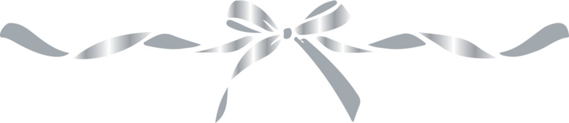 decorative bow with ribbon on both sides with silver gradient, for holiday designs, invitations, flyers or decorative frames