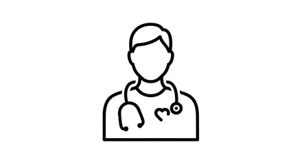 Doctor Icon Healthcare Professional with Stethoscope Illustration.