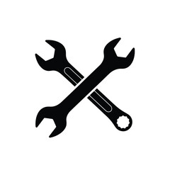 Two black wrenches crossed on white background tool 1
