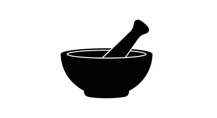 Mortar and Pestle Traditional Grinding Tool Illustration.