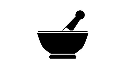 Mortar and Pestle Traditional Pharmacy Symbol in Black and White.