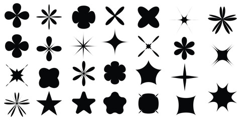 Abstract retro geometric shapes and grids elements, vector illustration.