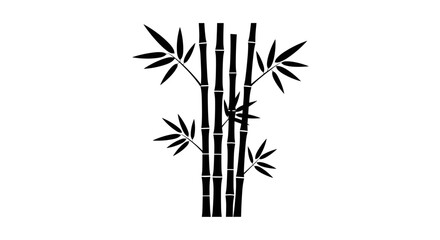 Elegant Bamboo Stalks Silhouette with Leaves Illustration.