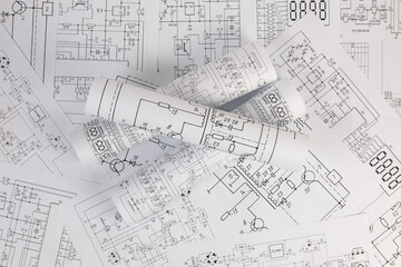 Paper electrical engineering drawings. 