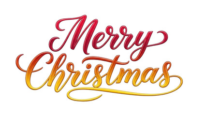 Isolated Merry Christmas calligraphy artwork for greeting card, festive design element