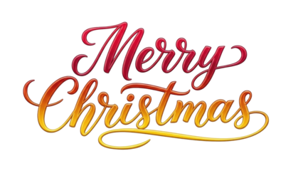Isolated Merry Christmas calligraphy artwork for greeting card, festive design element