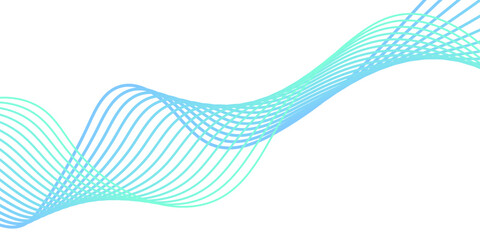 Abstract blue smooth wave on a white background. Colorful blue and orange shiny smooth blend line, wave with lines created using blend tool.  Dynamic sound wave isolated on white background.