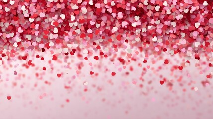 A Cascading Shower of Multicolored Hearts Reflecting Love and Joy Against a Soft Pink Background