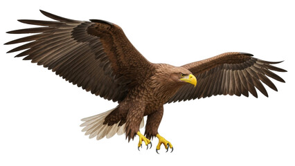 Isolated Bird of Prey Wings Spread Ready to Attack a Prey Landing Down in Flight Movement