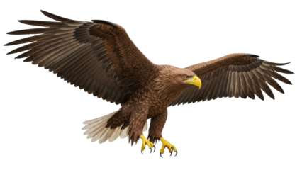 Isolated Bird of Prey Wings Spread Ready to Attack a Prey Landing Down in Flight Movement