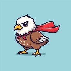 Fototapeta premium Adorable vector illustration of a baby bald eagle dressed as a superhero.