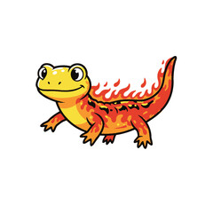 Cartoon salamander with flames on its back, smiling.