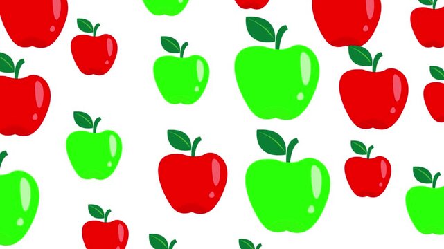 Red and Green Apple Animation on White Background