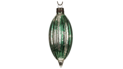 Isolated vintage green Christmas tree ornament, shiny glass bulb for decoration, Holiday season