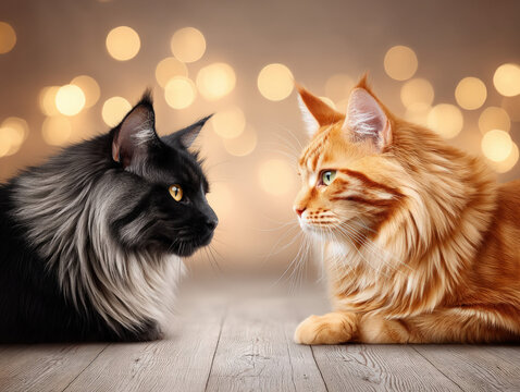 Cat fight between two cats