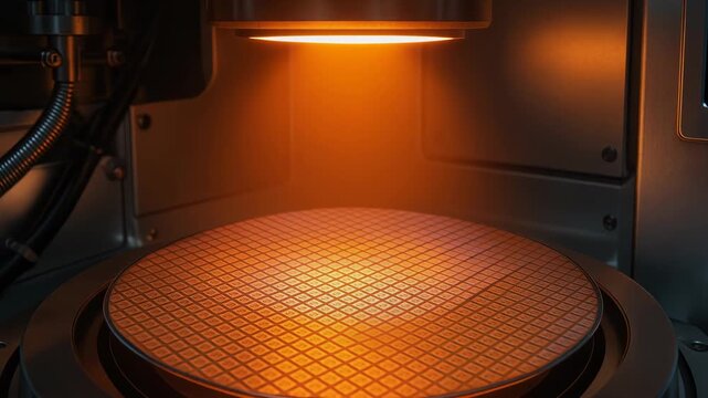 Semiconductor wafer manufacturing precision annealing technology glowing wafer in vacuum chamber during thermal process conveying efficiency