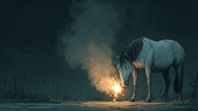 Funny Horse with Firecrackers 3D