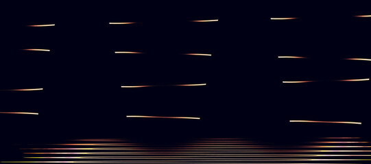 Abstract dark background with horizontal light streaks resembling fast motion or digital data flow at night