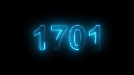 1701 Glowing Neon Line Text Animation, Powerful Abstract Neon Number Design in Stunning 4K Highlighting the Iconic and Important Year important date 1701.