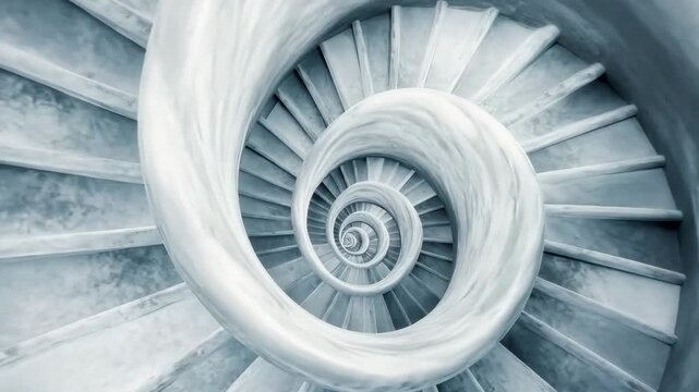 Spiral staircase leads to unknown depths with intricate design and endless twists