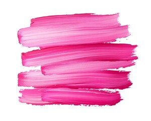 Several broad, vibrant pink paint strokes layered horizontally across a white background.