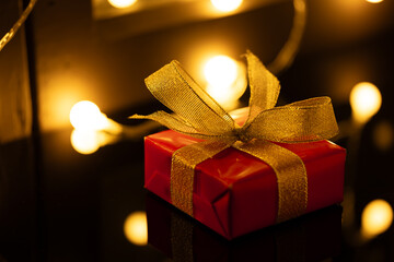Red Gift Box by Window Lights