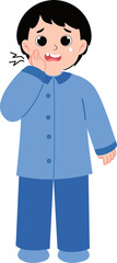 little boy feels toothache