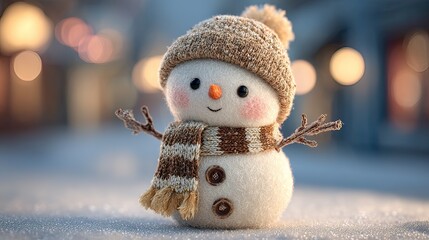 snowman on the snow background