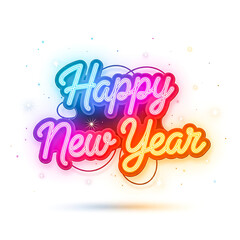 Greeting happy new year in colorful neon light glow effect festive holiday