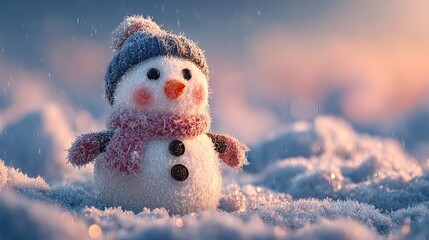Happy snowman in winter
