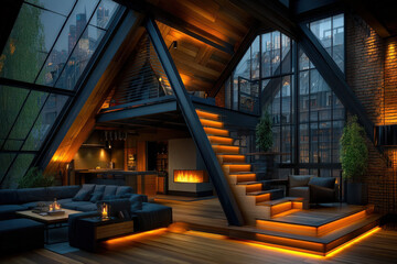 Naklejka premium Modern loft interior design