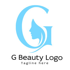 Logo or icon for beauty, silhouette of a woman's face with the letter G